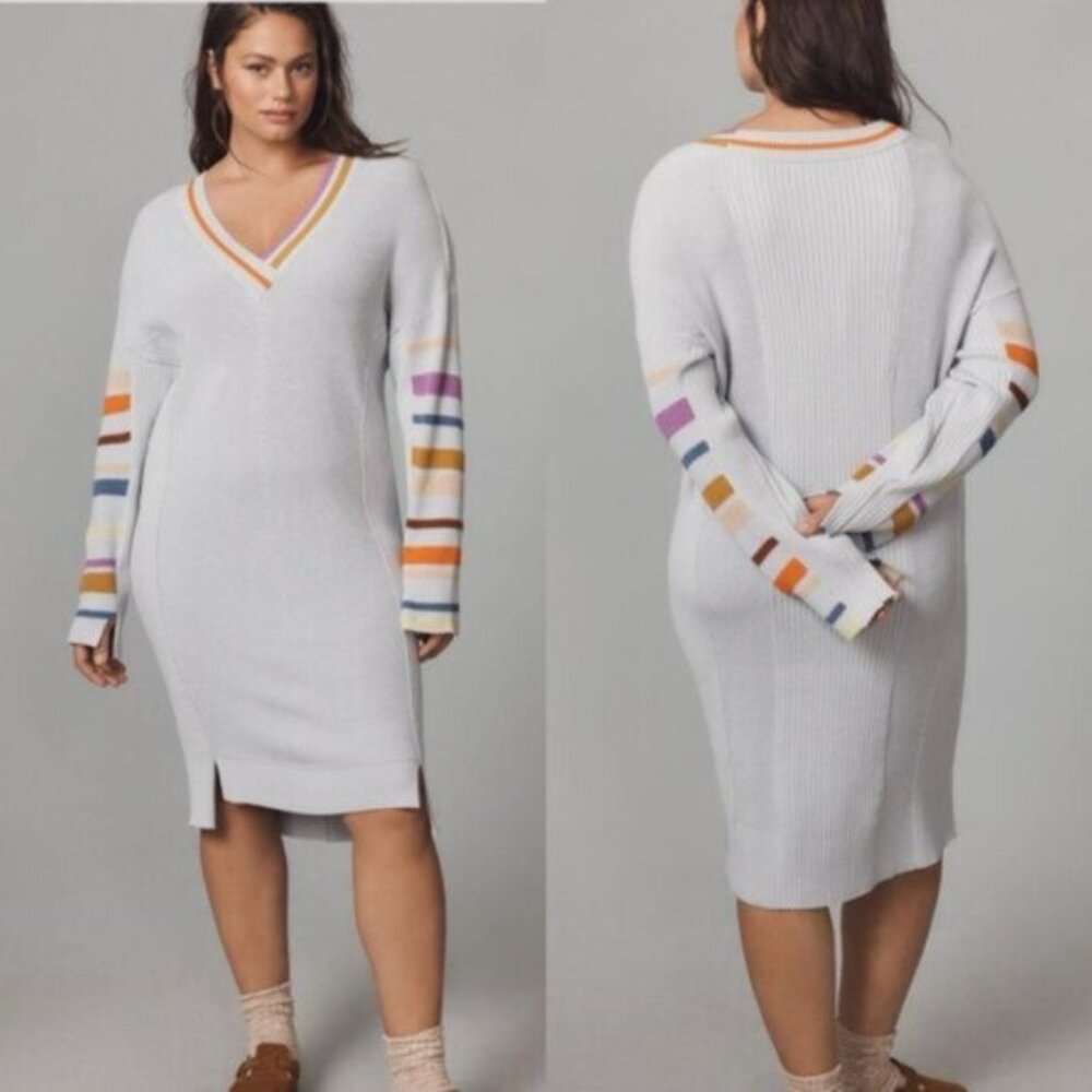 Daily Practice by Anthropologie Stripe-Sleeve Sweater Dress